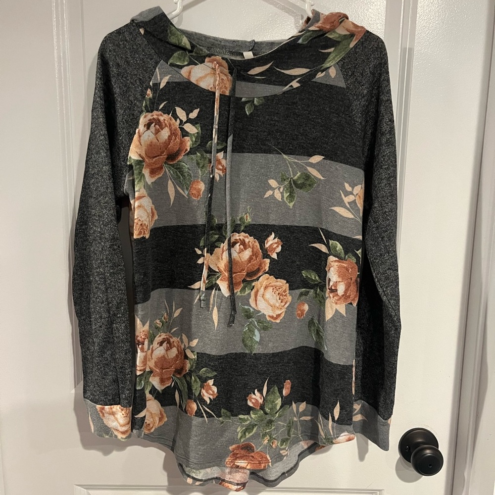 long sleeve floral thin hoodie